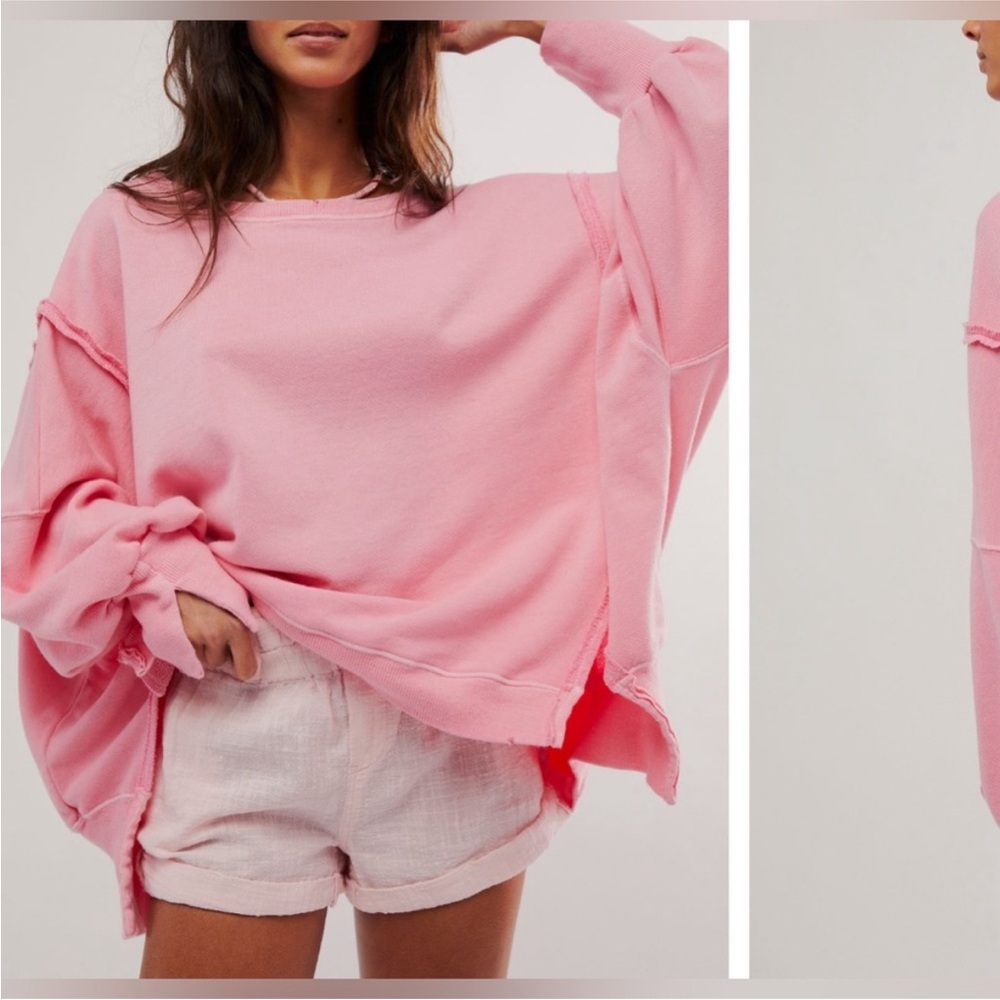 Free People Oversized Pink Sweatshirt - Picture 5 of 8